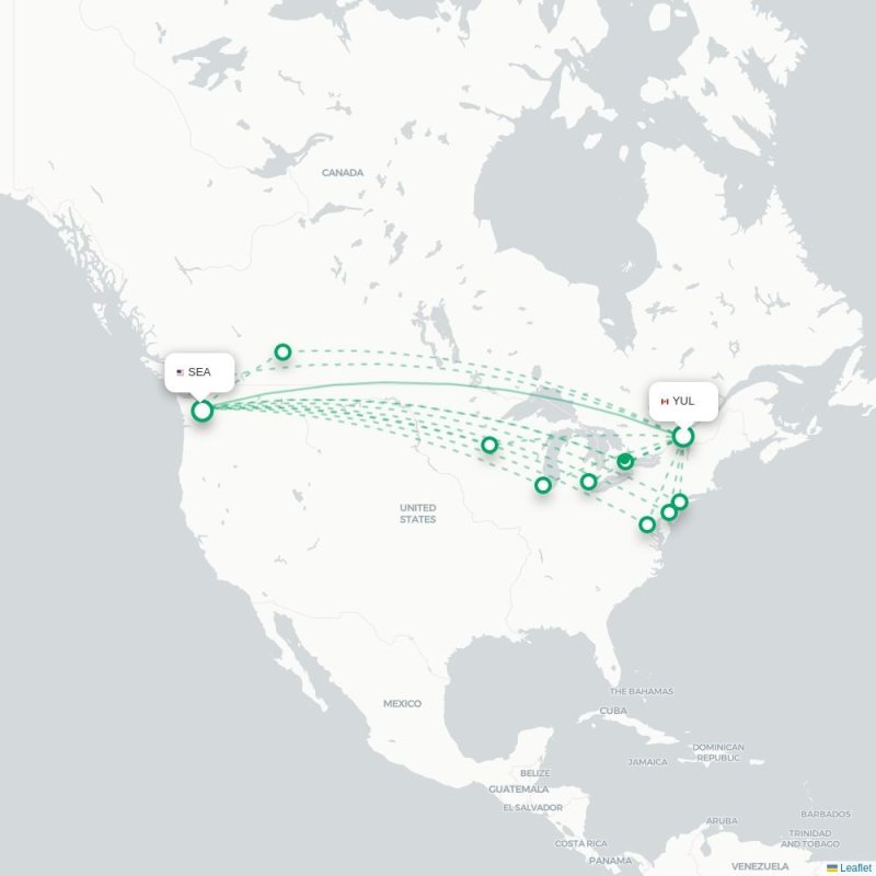 YUL - SEA route map