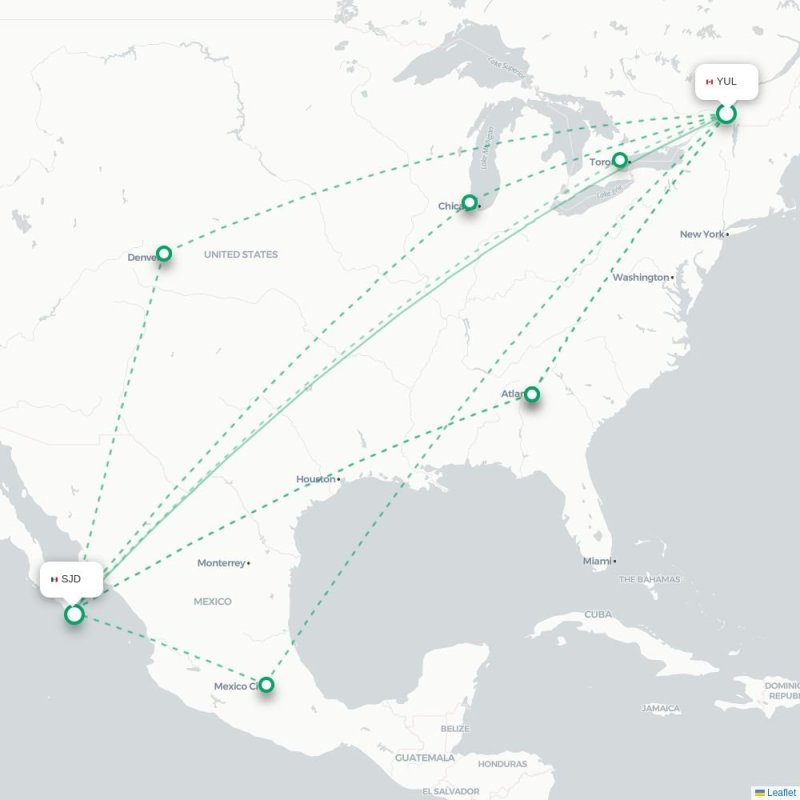 YUL - SJD route map
