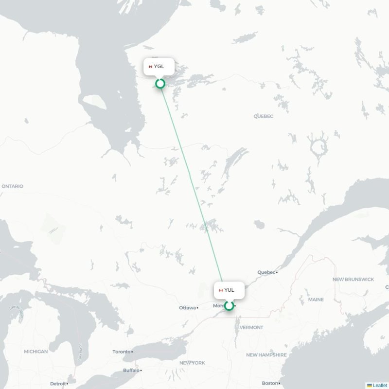 YUL - YGL route map