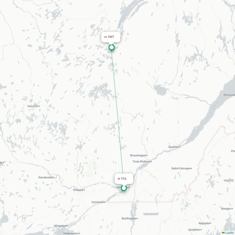 YUL - YMT route map
