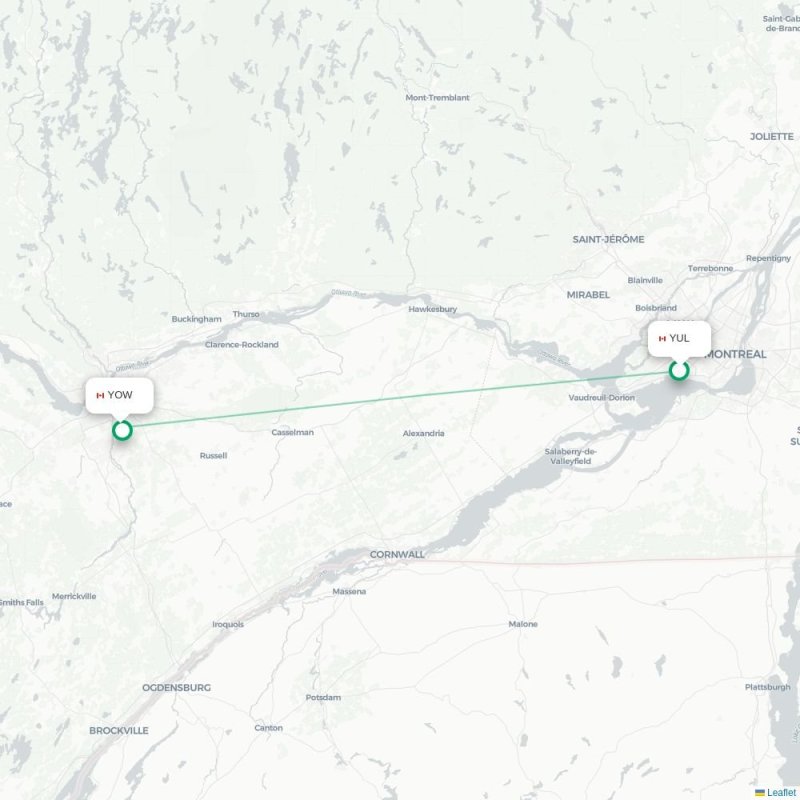YUL - YOW route map