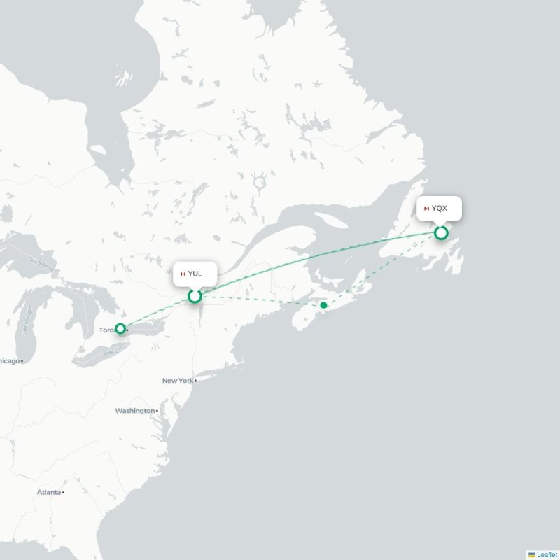 YUL - YQX route map