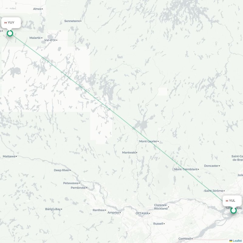 YUL - YUY route map