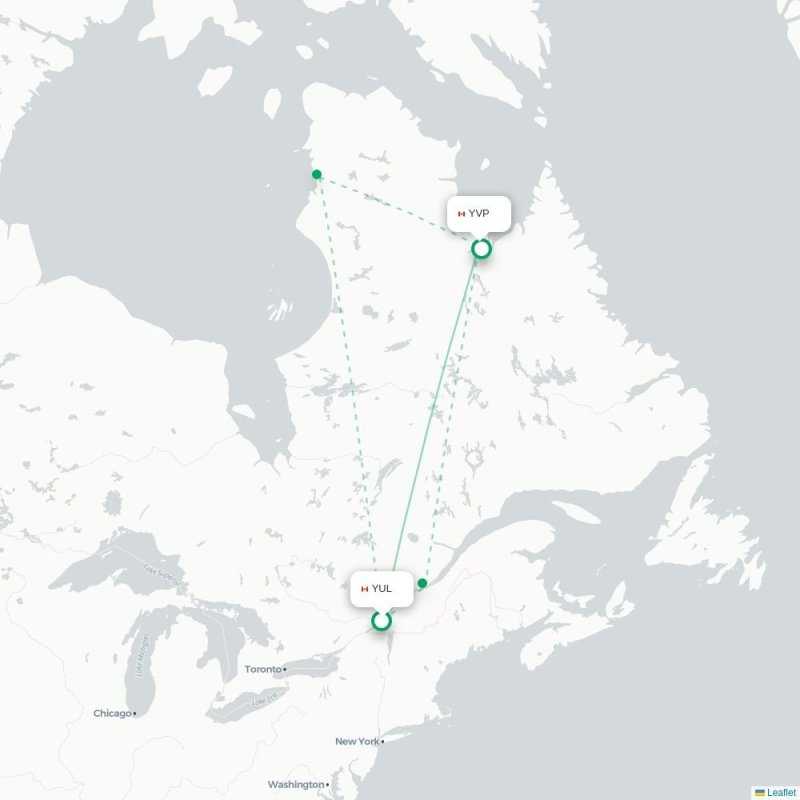 YUL - YVP route map