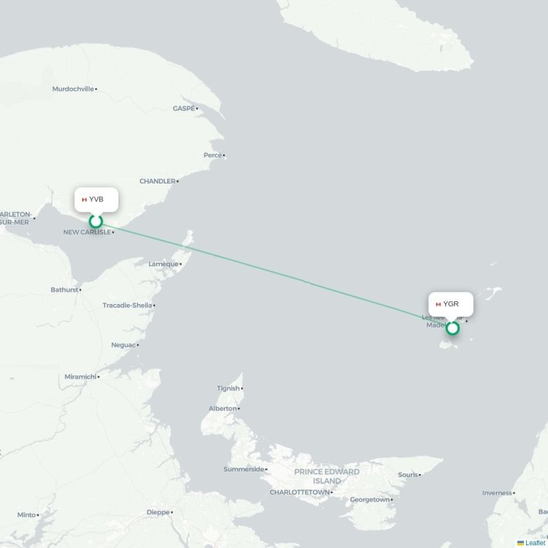 YVB - YGR route map