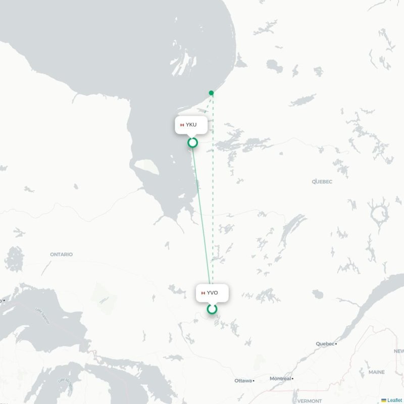 YVO - YKU route map