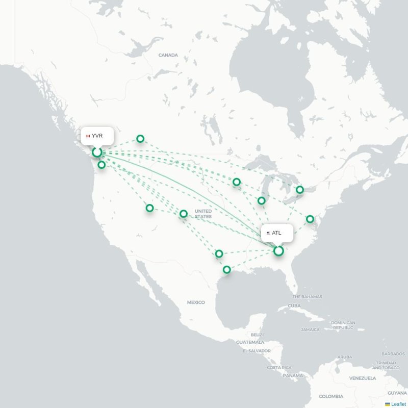YVR - ATL route map