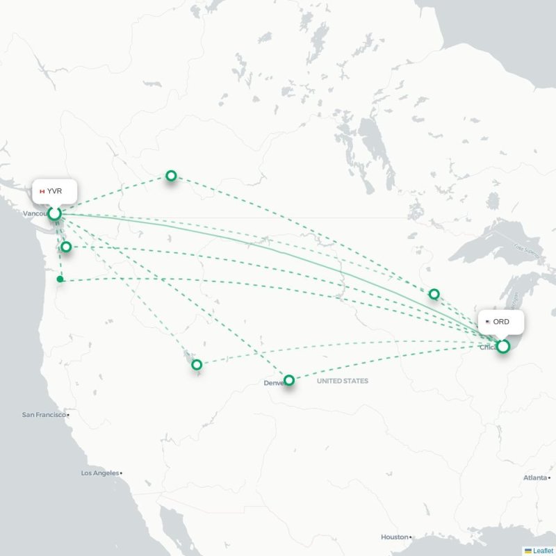 YVR - ORD route map