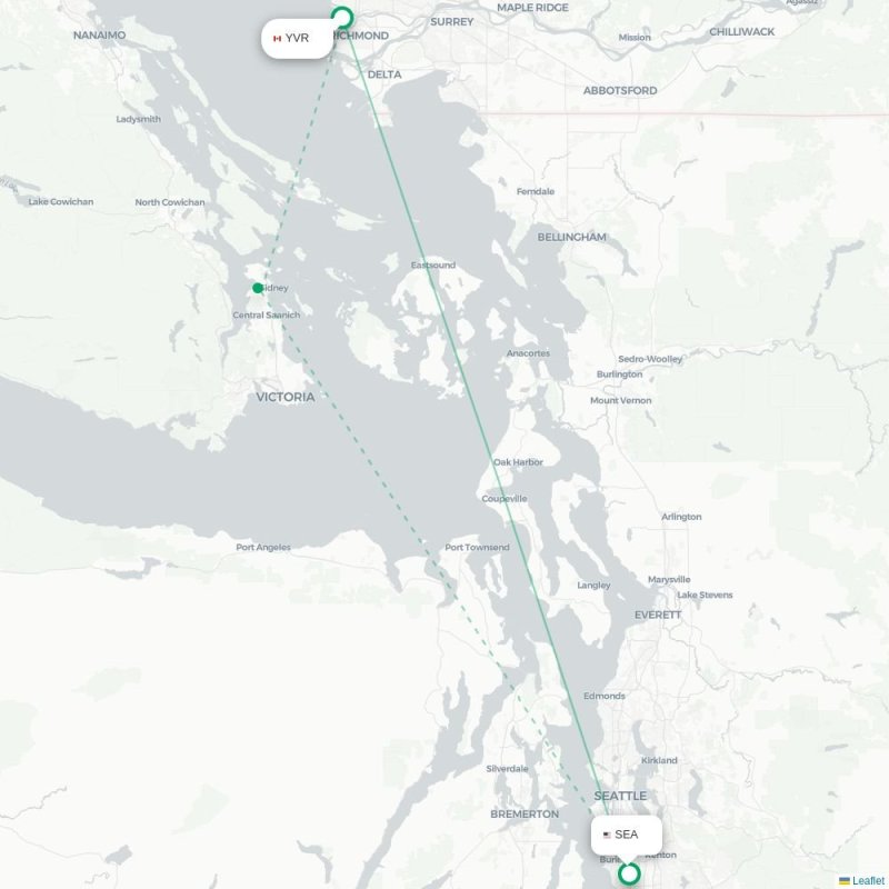 YVR - SEA route map