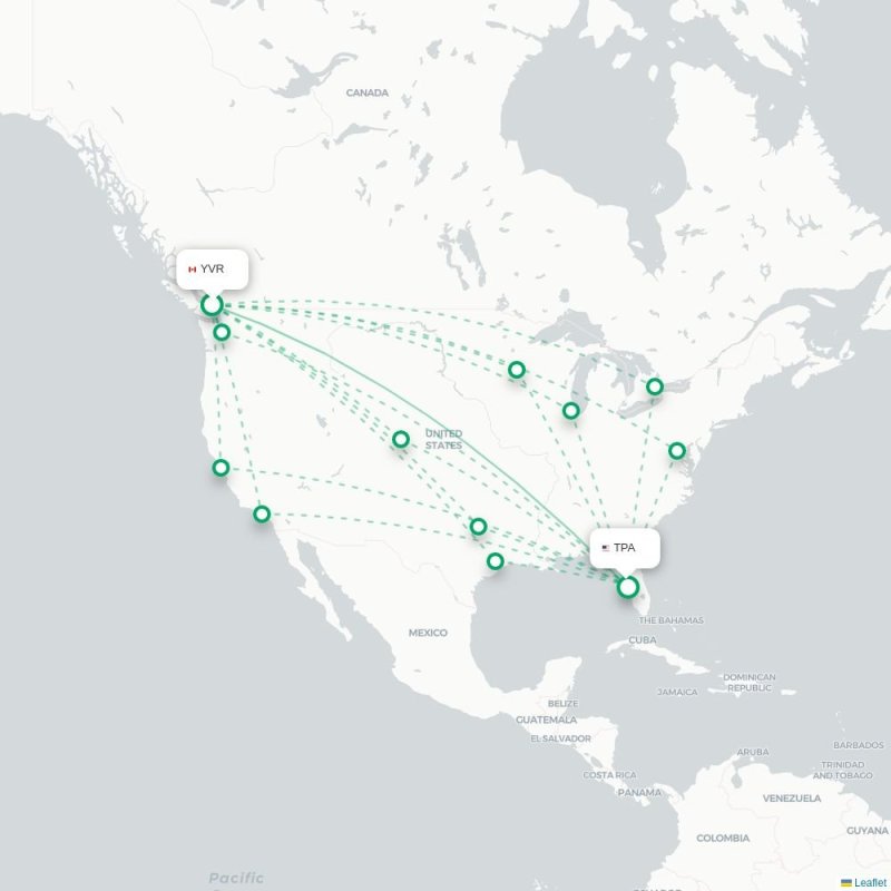 YVR - TPA route map