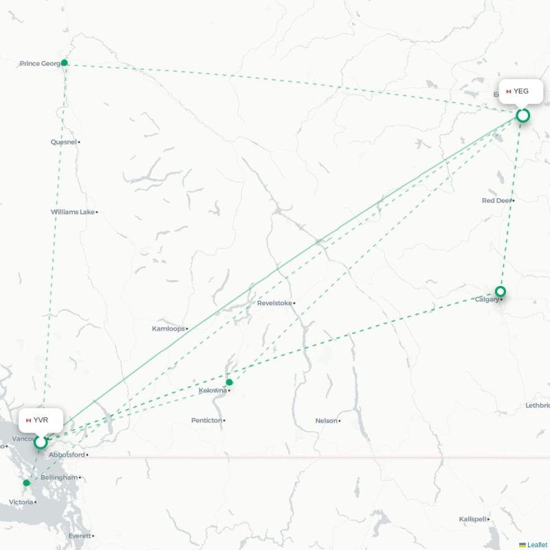 YVR - YEG route map