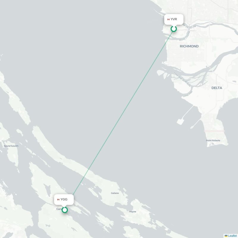 YVR - YGG route map