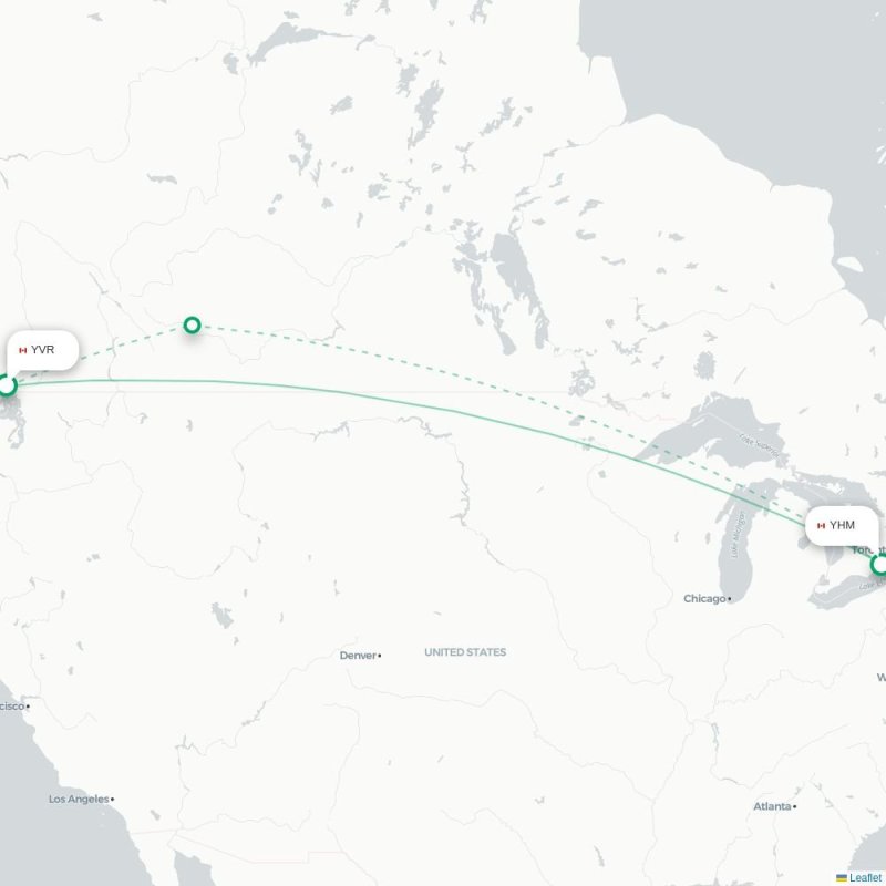 YVR - YHM route map