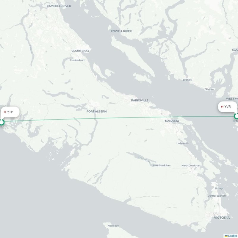 YVR - YTP route map