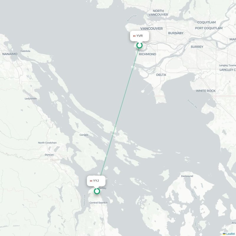 YVR - YYJ route map