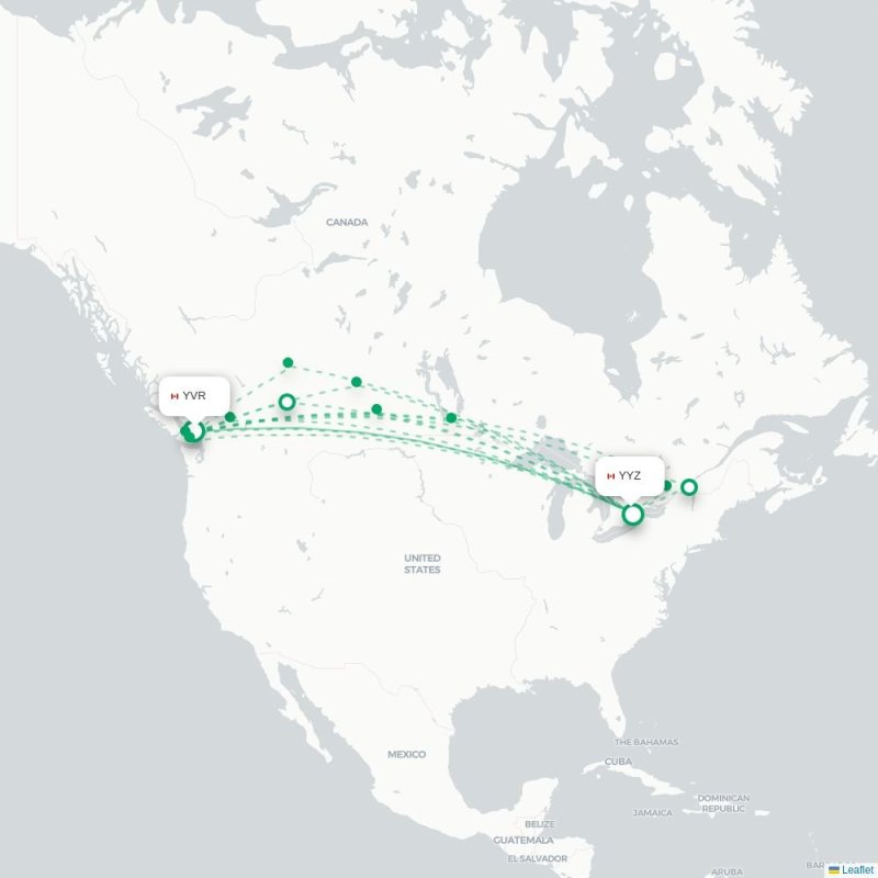 YVR - YYZ route map