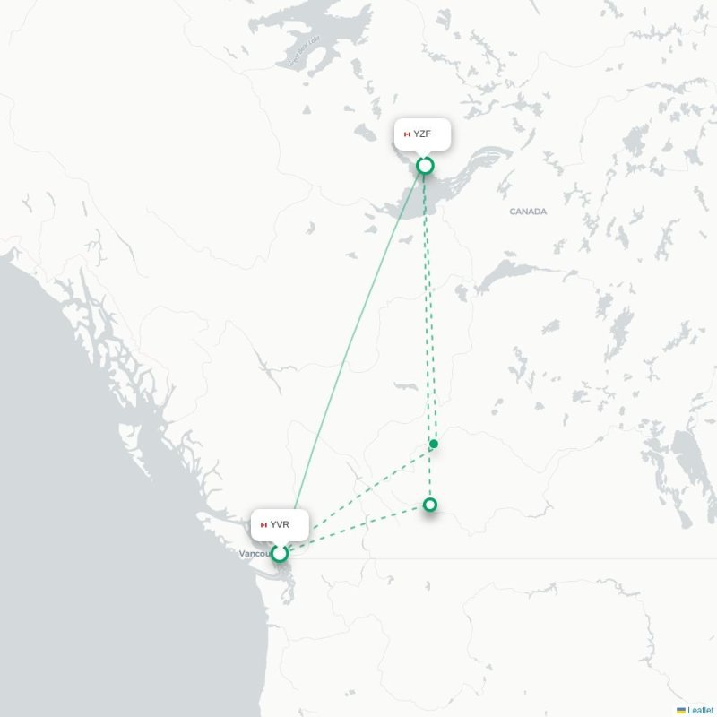 YVR - YZF route map