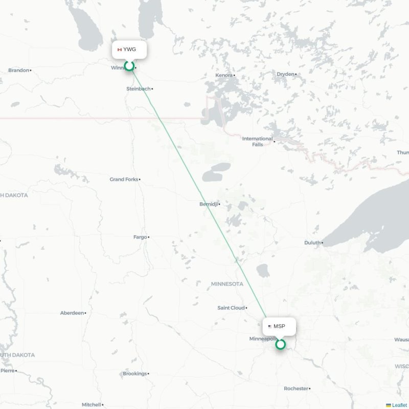 YWG - MSP route map
