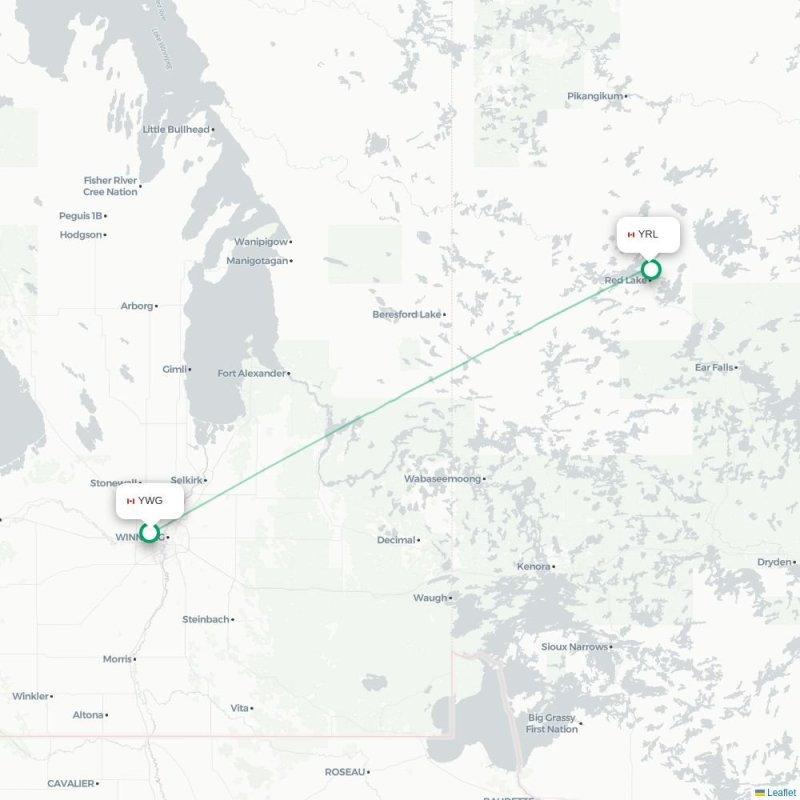YWG - YRL route map