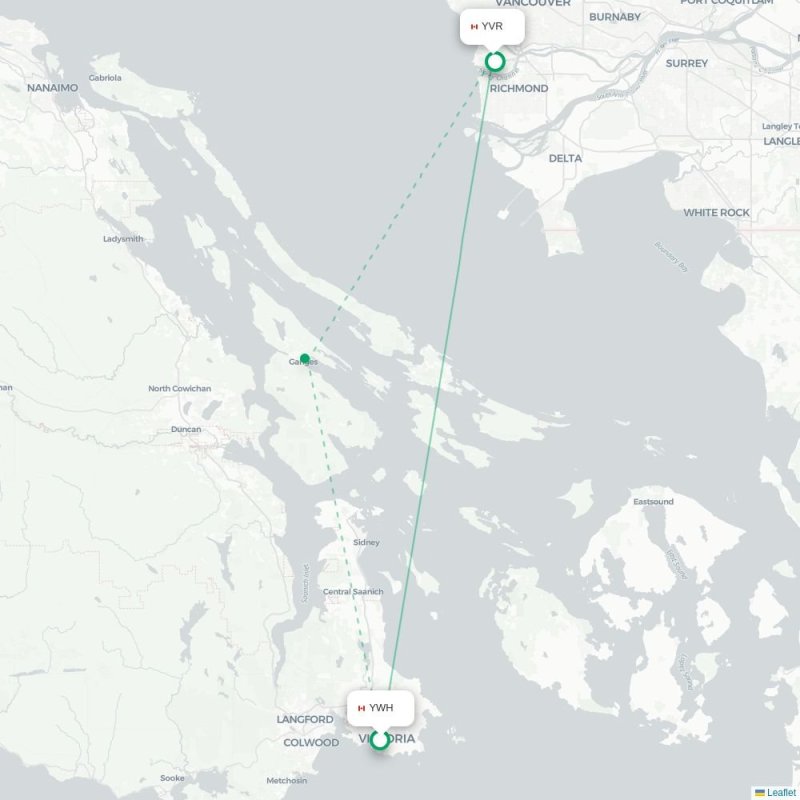 YWH - YVR route map