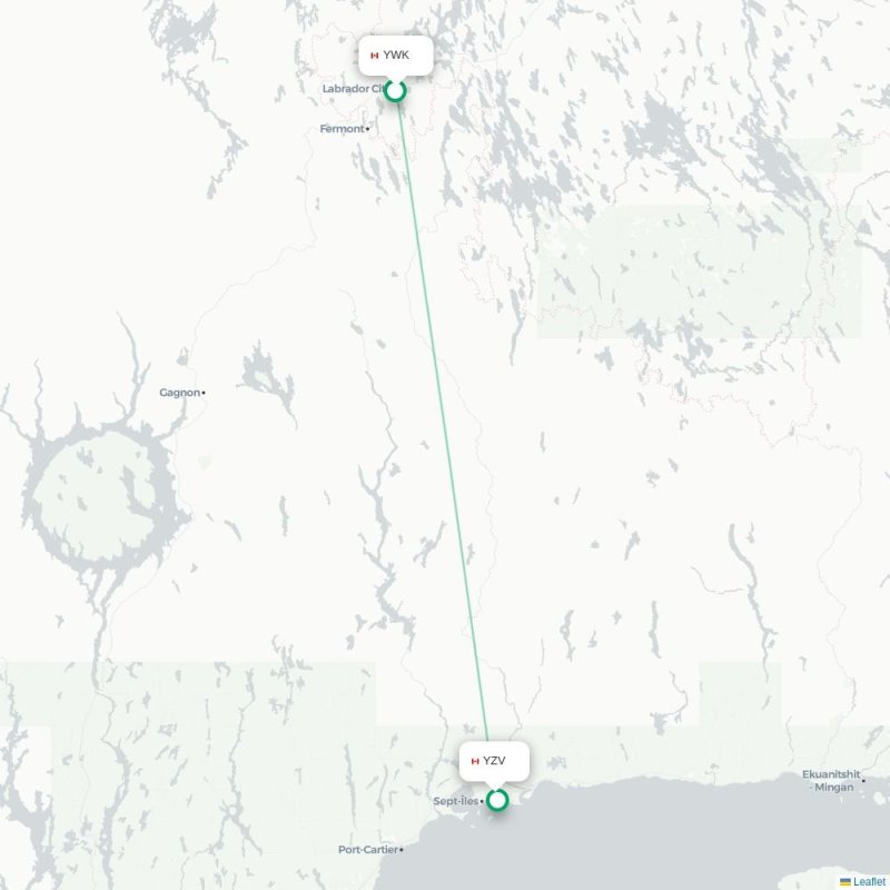 YWK - YZV route map
