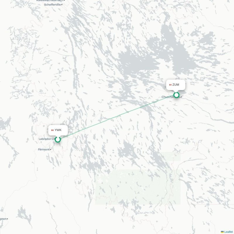 YWK - ZUM route map