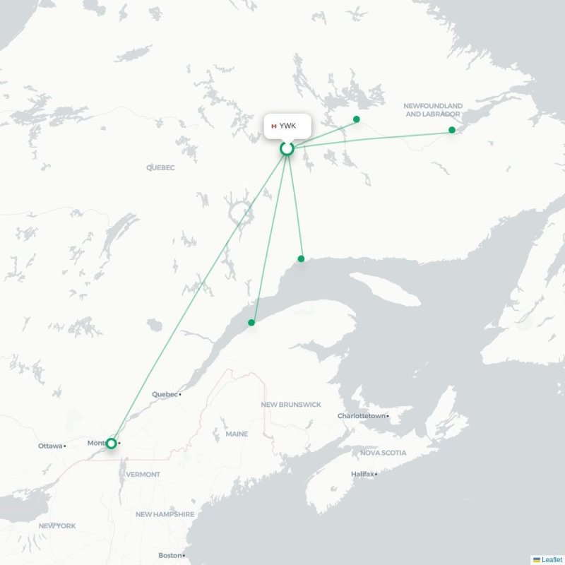 YWK - YYY route map