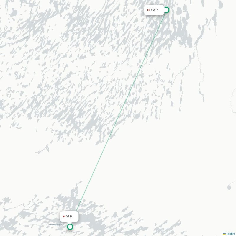 YWP - YXL route map