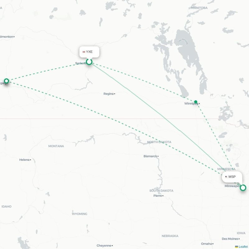 YXE - MSP route map