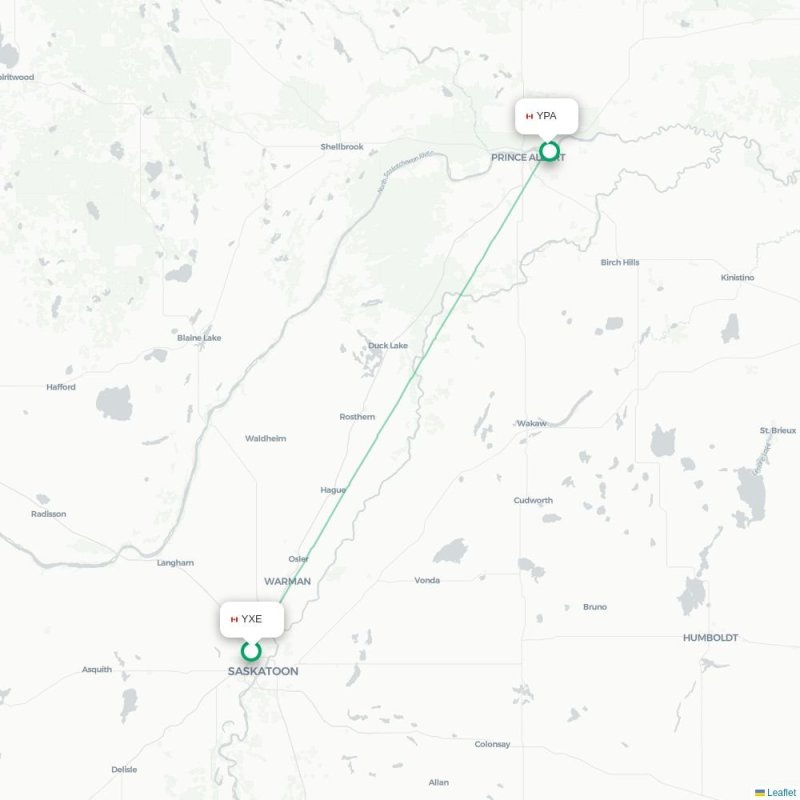 YXE - YPA route map