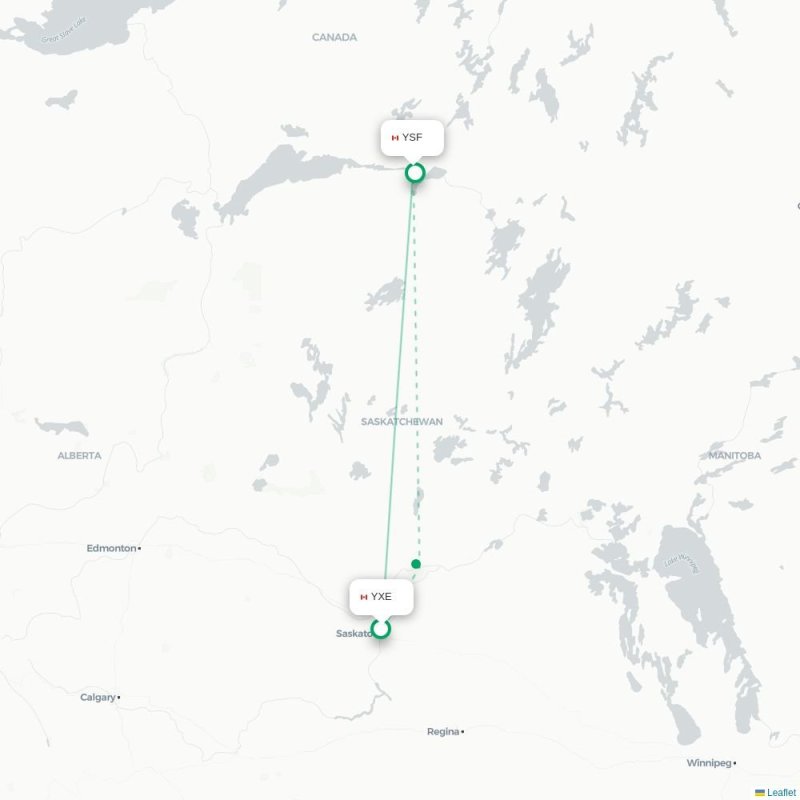 YXE - YSF route map
