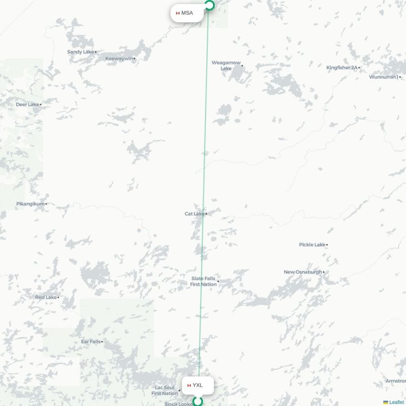 YXL - MSA route map