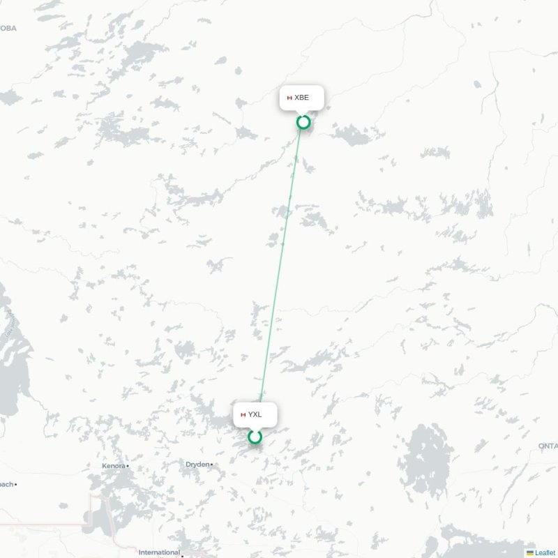 YXL - XBE route map
