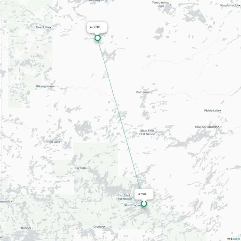 YXL - YNO route map