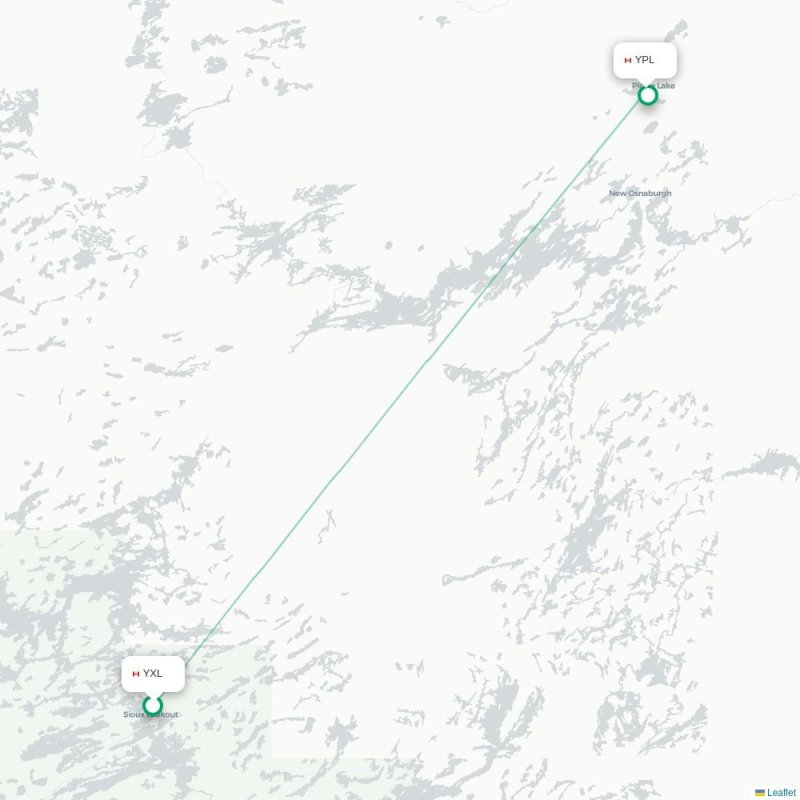YXL - YPL route map