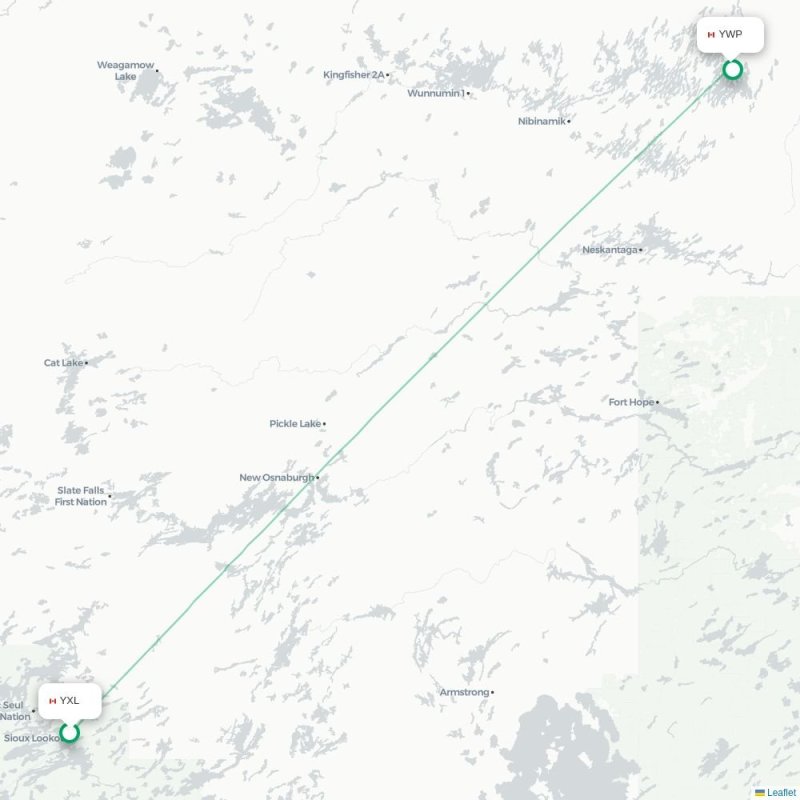 YXL - YWP route map