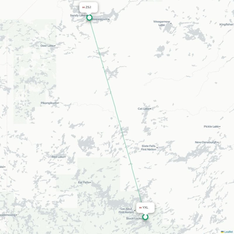YXL - ZSJ route map