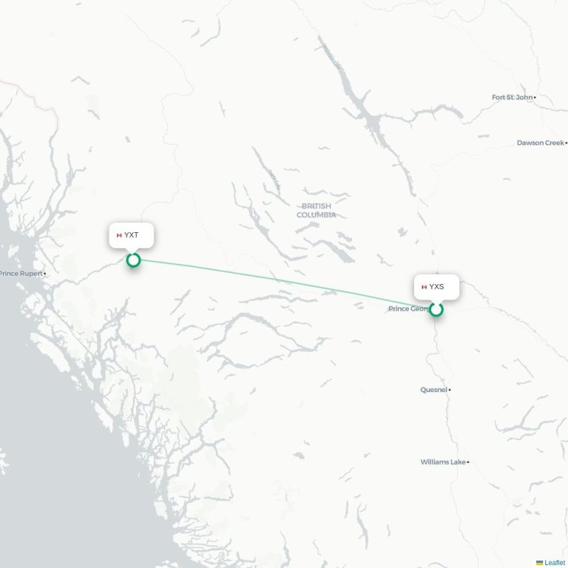 YXS - YXT route map