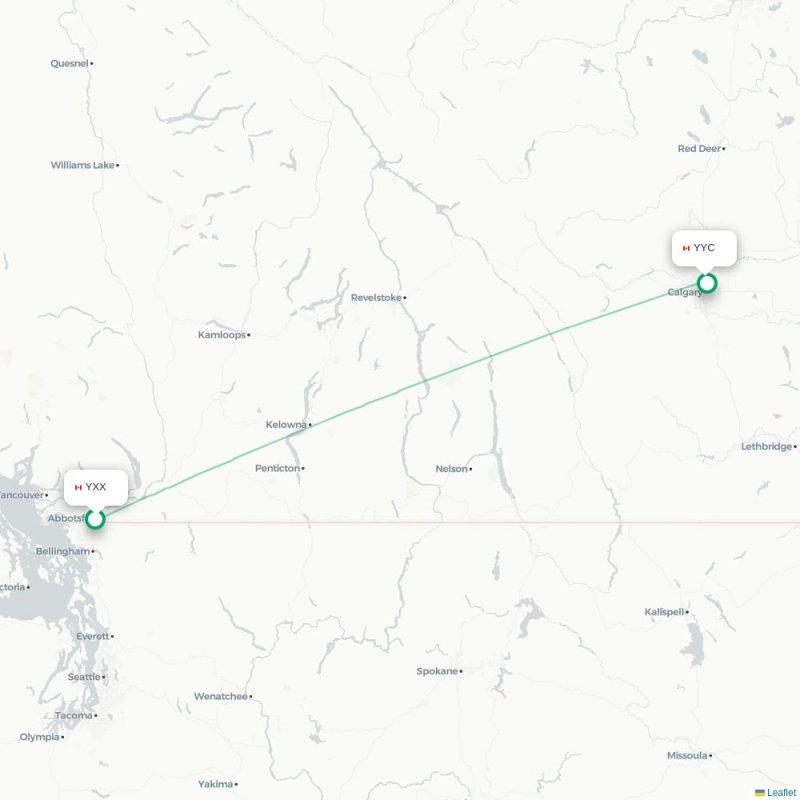 YXX - YYC route map