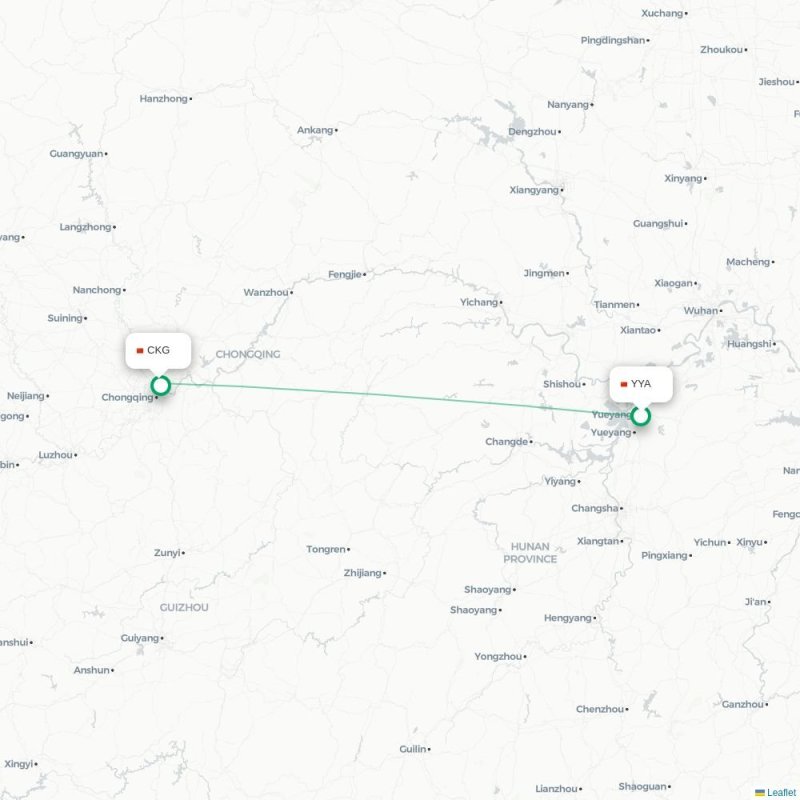 YYA - CKG route map