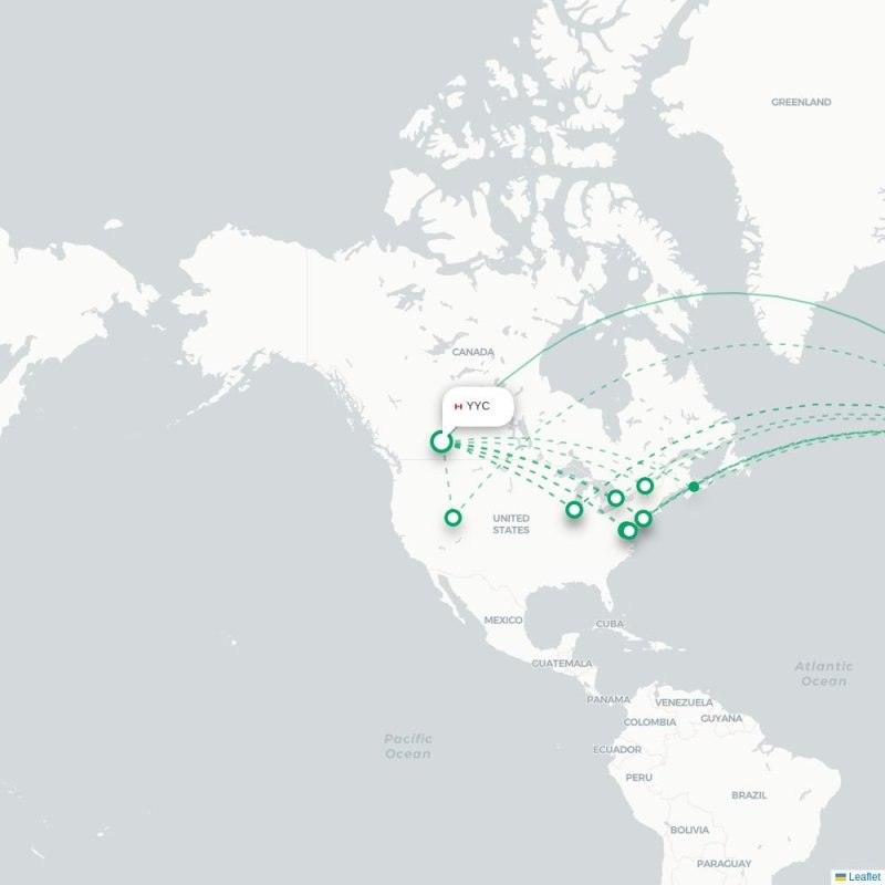 YYC - CDG route map