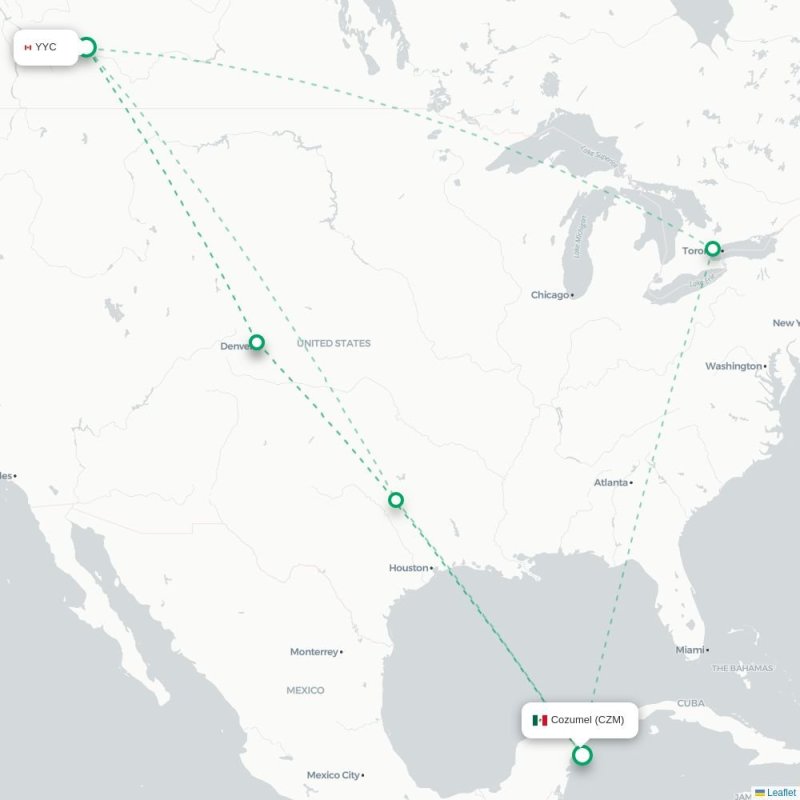 YYC - CZM route map