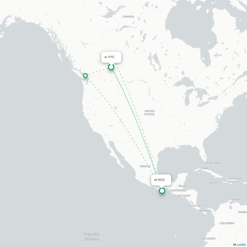 YYC - HUX route map
