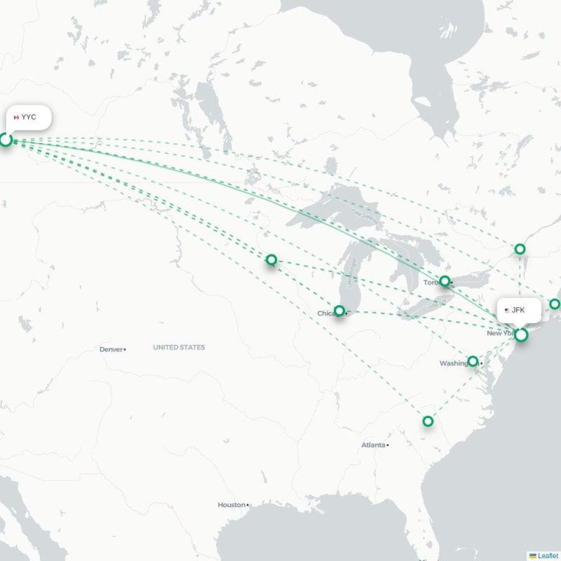 YYC - JFK route map