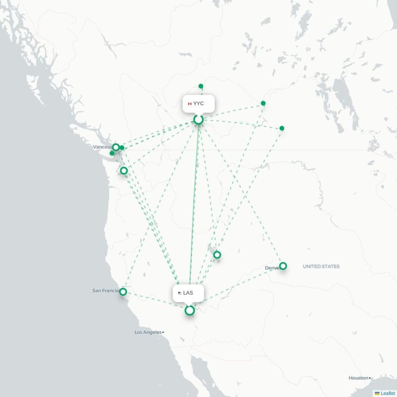 YYC - LAS route map