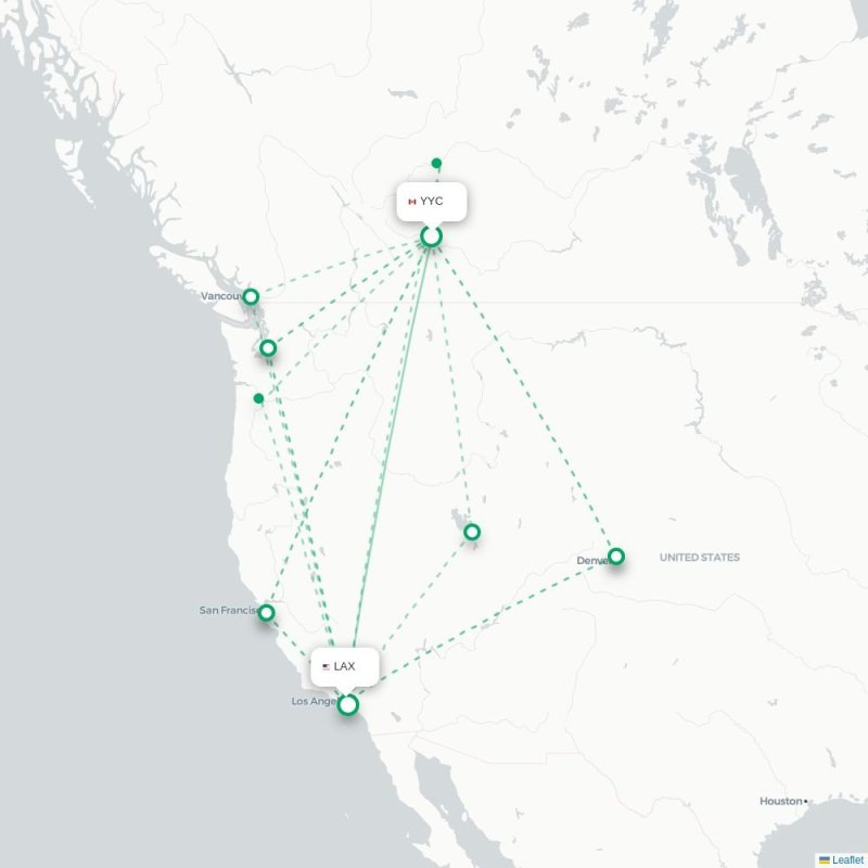YYC - LAX route map