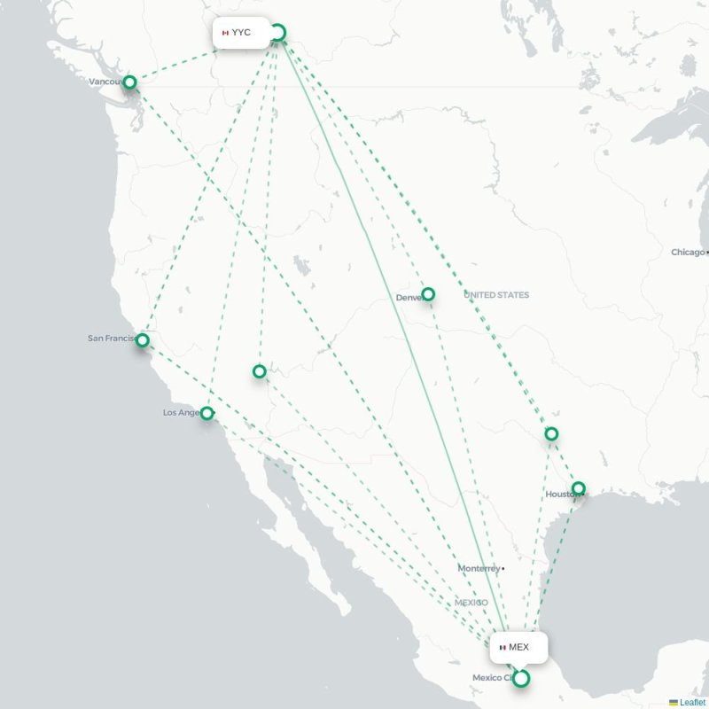 YYC - MEX route map