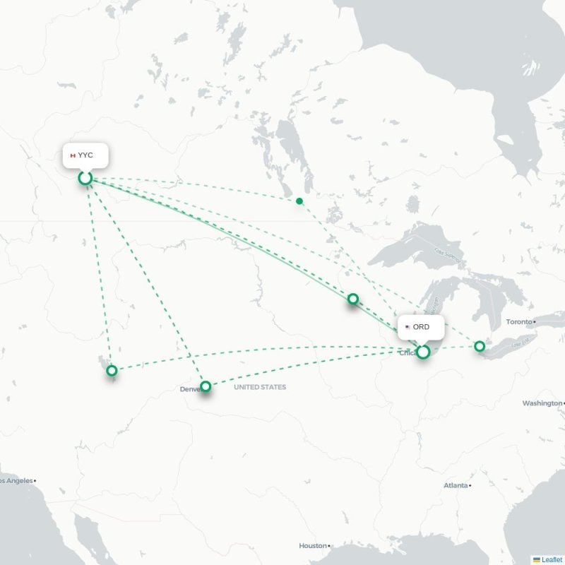 YYC - ORD route map