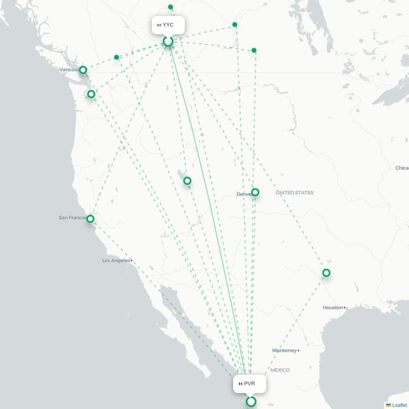 YYC - PVR route map
