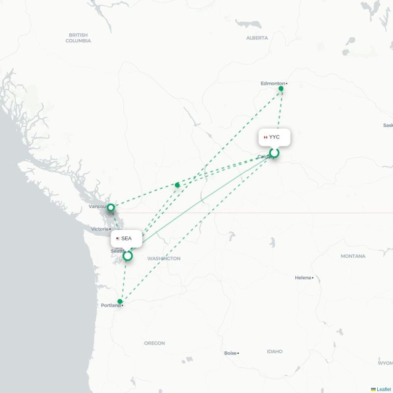 YYC - SEA route map